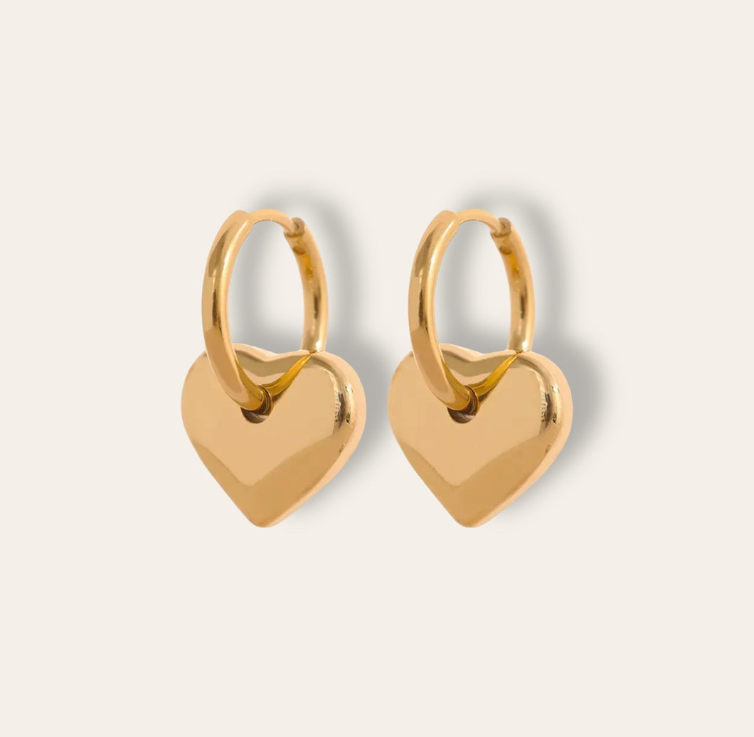 Heart Hoop Earrings Gold