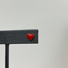 Load image into Gallery viewer, Red Enamel Heart Stud Earrings
