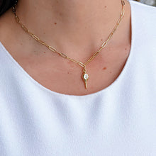 Load image into Gallery viewer, Protection Spike Necklace with CZ on Gold Paperclip Chain
