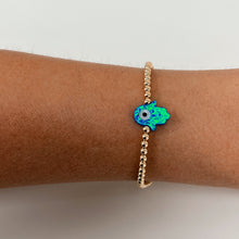 Load image into Gallery viewer, Blue Opal Evil Eye Hamsa Bracelet

