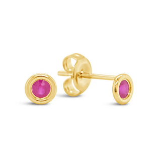 14K Yellow Gold Ruby Bezel Stud Earrings