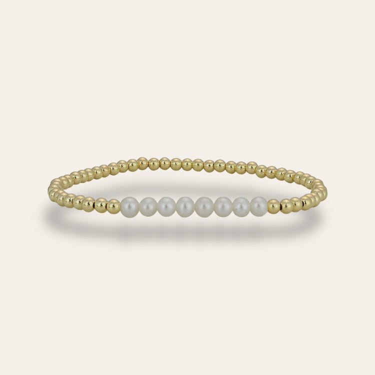 Freshwater Pearl Gold Beaded Bracelet
