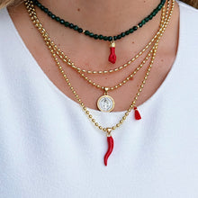 Load image into Gallery viewer, Protection &amp; Prosperity - Figa Hand Necklace with Emerald Crystals
