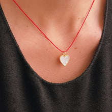 Load image into Gallery viewer, Love &amp; Protection Necklace – Mother of Pearl Heart on Red String
