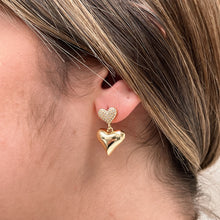 Load image into Gallery viewer, Double Heart Dangle Earrings
