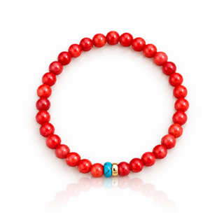 oral color beaded bracelet with turquoise detail and Gold Filled accent