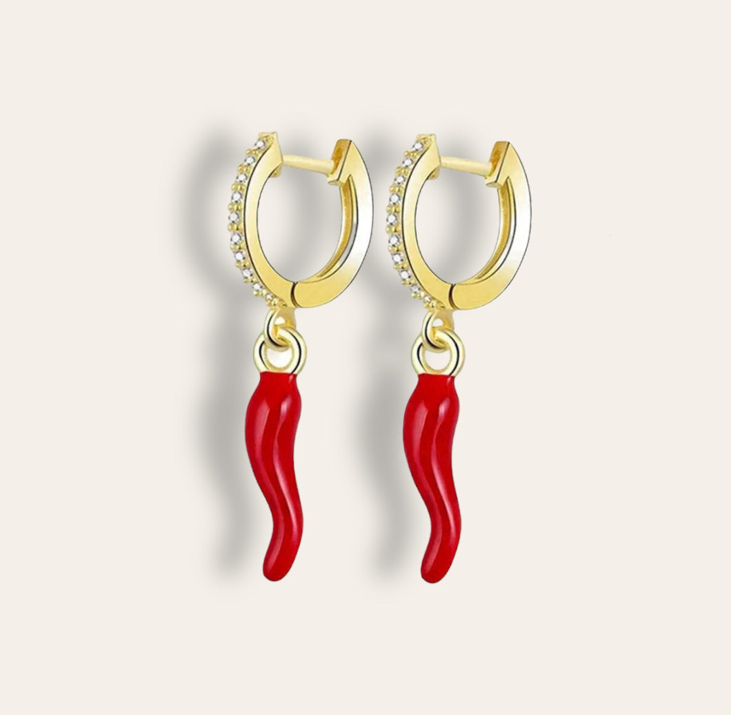 Red Chili Gold Hoop Earrings