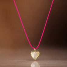 Load image into Gallery viewer, Love &amp; Light Necklace – Mother of Pearl Heart on Fuchsia String
