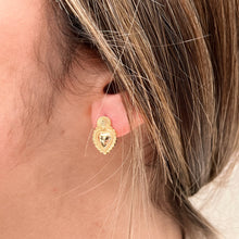 Load image into Gallery viewer, Gold Sacred Heart Earrings
