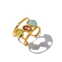 Load image into Gallery viewer, Balance &amp; Serenity – Triple Stone Adjustable Stainless Steel Ring
