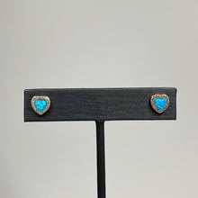 Load image into Gallery viewer, Blue Opal Heart Stud Earrings
