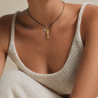 Larimar Fish Cord Necklace