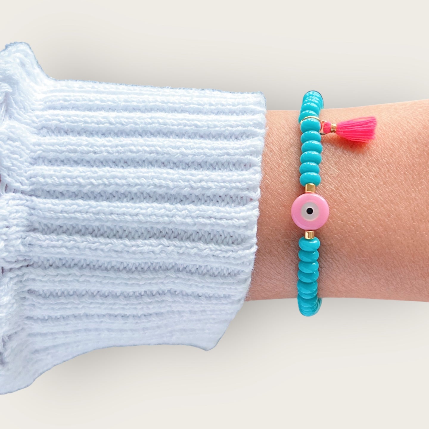 My Energy Stays Clear and Protected — Pink Evil Eye Bracelet