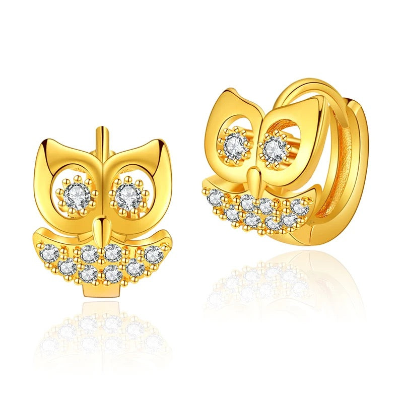 Owl Hoop Earrings