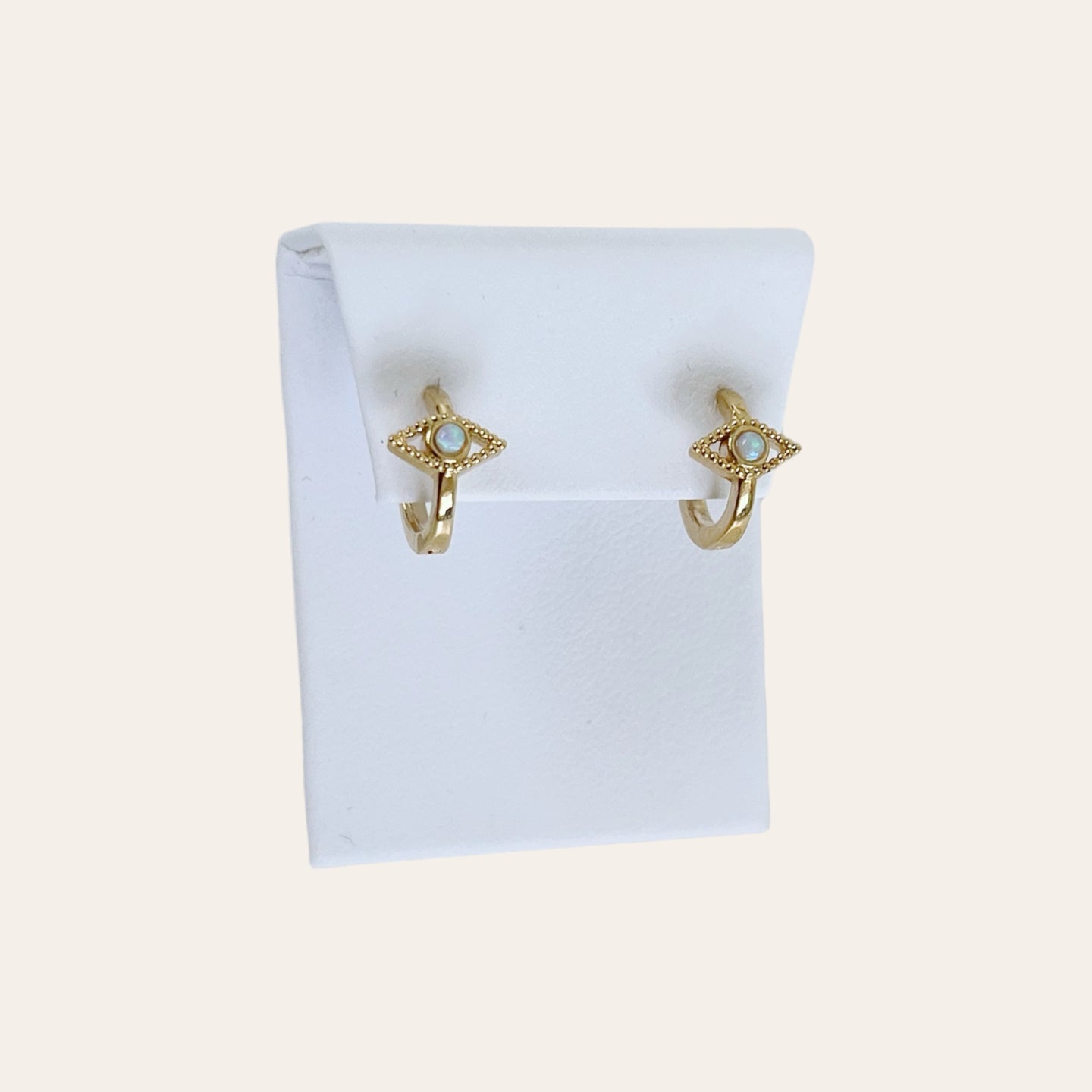 Opal Evil Eye Hoop Earrings