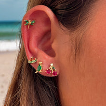 Load image into Gallery viewer, Emerald Dinosaur Stud Earrings
