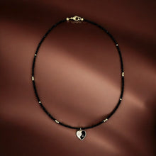 Load image into Gallery viewer, Balance &amp; Strength – Yin Yang Heart Black Spinel Necklace
