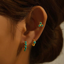 Load image into Gallery viewer, Turquoise Glow – 3-Piece Hoop &amp; Stud Earring Set
