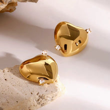 Load image into Gallery viewer, Gold Cz Heart Earrings
