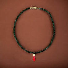Load image into Gallery viewer, Protection &amp; Prosperity - Figa Hand Necklace with Emerald Crystals
