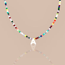 Load image into Gallery viewer, Mother of Pearl Initial Colorful Crystal Necklace
