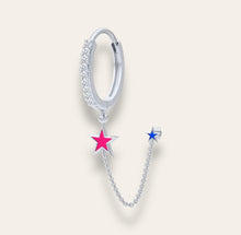 Load image into Gallery viewer, Double Star Hoop Earring Silver

