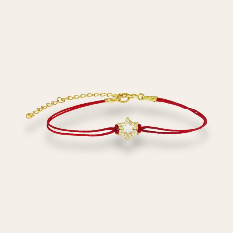 Gold Star Red String Bracelet