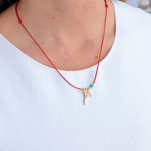 Load image into Gallery viewer, Protection, Good Luck &amp; Personal Style - Red Cord Necklace with Gold Cornicello &amp; CZ Initial
