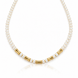 Freshwater pearl necklace with 14K Gold Filled details and spring ring clasp