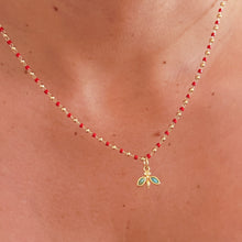 Load image into Gallery viewer, Guided by Light Necklace – Turquoise Dragonfly on Red Bead Chain
