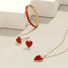 Load image into Gallery viewer, A Symbol of Love - 14k Solid Gold Red Enamel Heart Necklace
