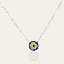 Load image into Gallery viewer, Silver Round Evil Eye Necklace

