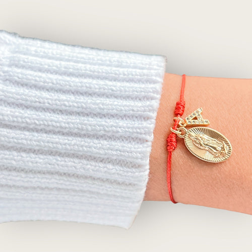 A Symbol of Divine Protection and Personal Power — Virgin & Initial Red Cord Bracelet - Georgina Nicol