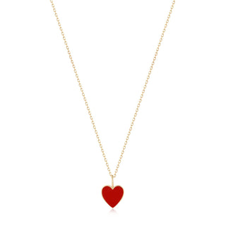A Symbol of Love - 14k Solid Gold Red Enamel Heart Necklace - Georgina Nicol