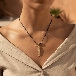 Abundance, Protection & Good Fortune Fish Malachite Necklace - Georgina Nicol