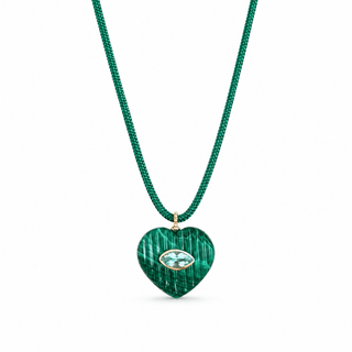 Malachite Gemstone Heart Adjustable Green Cord Necklace