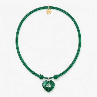 Malachite Gemstone Heart Adjustable Green Cord Necklace