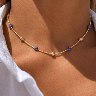 Amalia CZ Beaded Necklace Blue - Georgina Nicol