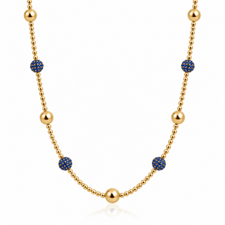 Amalia CZ Beaded Necklace Blue - Georgina Nicol