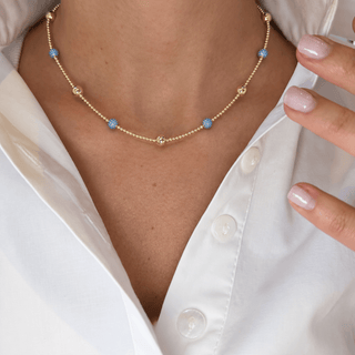Amalia CZ Beaded Necklace Light Blue - Georgina Nicol