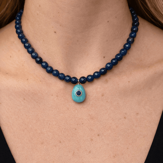 Aqua Pendant Beaded Necklace - Georgina Nicol