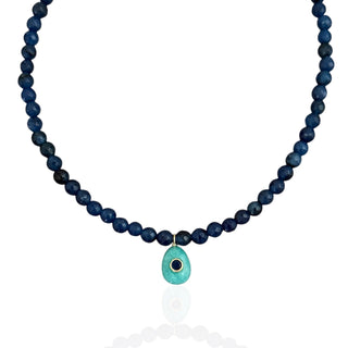 Aqua Pendant Beaded Necklace - Georgina Nicol
