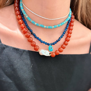 Aqua Pendant Beaded Necklace - Georgina Nicol