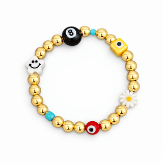 Assorted Beads Gold Ball Bracelet - Georgina Nicol