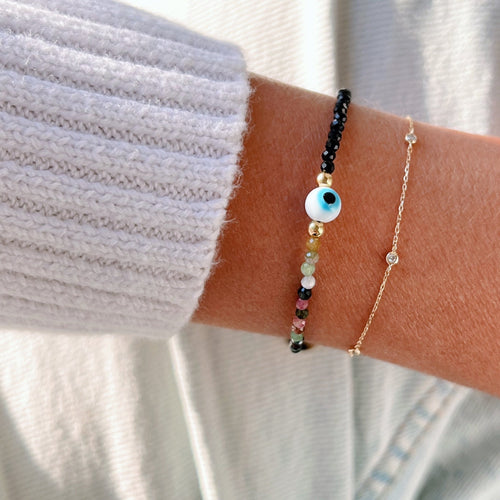 Attract Protection & Emotional Balance - Black Spinel & Tourmaline Evil Eye Bracelet - Georgina Nicol