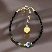 Load image into Gallery viewer, Attract Protection &amp; Emotional Balance - Black Spinel &amp; Tourmaline Evil Eye Bracelet - Georgina Nicol

