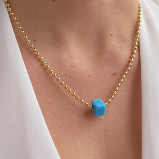 Balance and Luck Turquoise Cube Necklace - Georgina Nicol