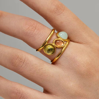 Balance & Serenity – Triple Stone Adjustable Stainless Steel Ring - Georgina Nicol