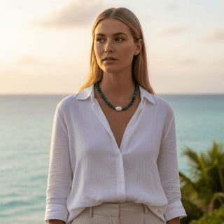 Baroque Pearl Blue Beaded Necklace - Georgina Nicol