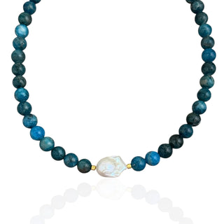 Baroque Pearl Blue Beaded Necklace - Georgina Nicol